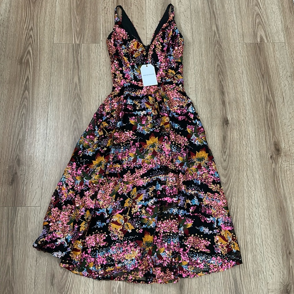 NWT! Dress the Population Elisa Sequin Fit & Flare Dress. Size XXS.